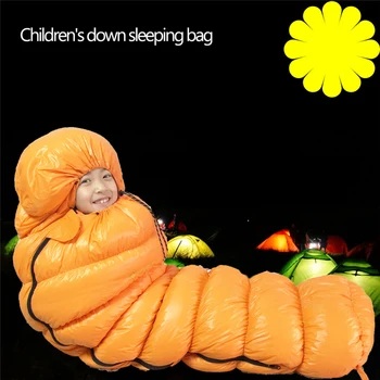 Детский Милый спальный мешок из белого гусиного пуха в стиле гусеницы, наполненный толстым пухом, подходит для роста менее 130 см, 5 толщин