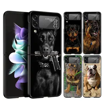 Для Samsung Galaxy Z Флип 3 4 5G Жесткий Черный Складной ПК Чехол Для Телефона Pit Bull Lovely Pet Dog Pitbull Для Samsung Z Flip3 Задняя Крышка