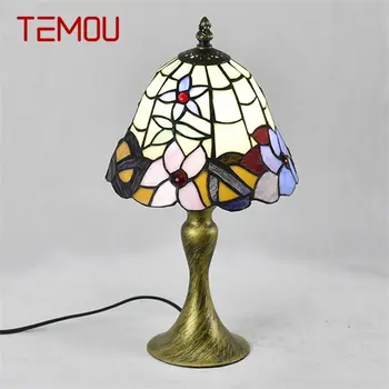 Европейская стеклянная настольная лампа TEMOU, светодиодная Винтажная креативная настольная лампа для дома, гостиной, прикроватной тумбочки в спальне