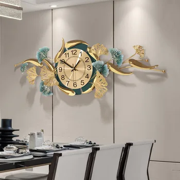 Железные Художественные настенные часы для гостиной, Креативные Модные часы Ginkgo, Домашние Часы с немой атмосферой, Декоративные Настенные часы, Новые