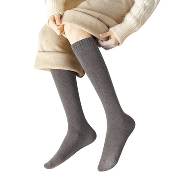Женские Модные Длинные Носки В японском стиле, Однотонные Теплые Чулки из искусственной шерсти