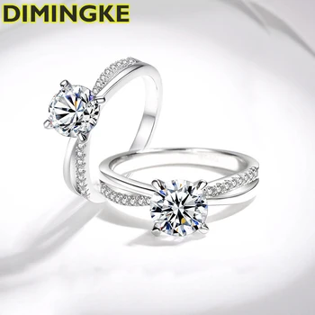 Женское серебряное кольцо DIMINGKE Classic 1 карат, сертификат Maussanite GRA, S925, изысканные ювелирные изделия, подарок на свадьбу, День рождения