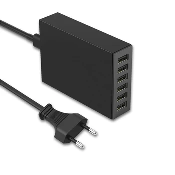Зарядное устройство iLEPO Multiple USB 6-портовая зарядная станция USB мощностью 50 Вт, многопортовое зарядное устройство для телефона для iPhone Samsung Huawei Xiaomi, США, ЕС, Великобритания