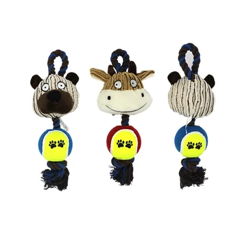 Звуковая игрушка для домашних собак с коренными зубами и устойчивой к укусам хлопчатобумажной веревкой, чтобы развеять скуку