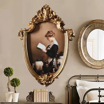 Зеркало в виде сердца в ванной, Спальня, Винтажное настенное зеркало в скандинавском стиле, House Gold Luxury Espejo Adhesivo Pared Decoration Home FY26XP