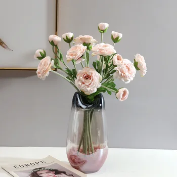 Камелии с 2 головками Простое домашнее украшение для гостиной Искусственные цветы Бонсай Искусственный букет Чайных роз