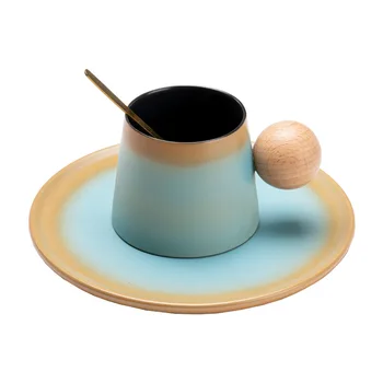 Керамическая кофейная чашка, оригинальная кружка со сферической ручкой, оригинальные чашки для завтрака, кружка для чая, подарочная посуда для пары из керамики и гончарных изделий
