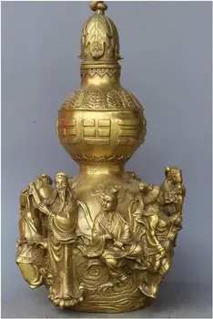 Китайский Фэншуй Бронза Восемь Бессмертных Бог Тыква Тыквенный бронзовый Калебас