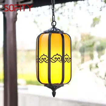 Классический китайский фонарь SOFITY, подвесной светильник, Винтажный Доломитовый Наружный светодиодный светильник, Водонепроницаемый для домашнего декора коридора, Электричество