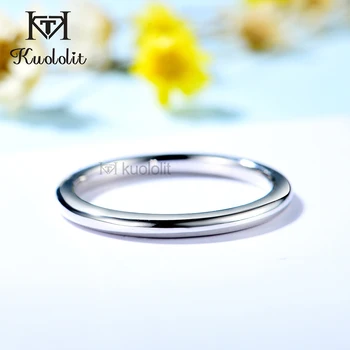 Кольцо из белого золота Kuololit Solid 18K 14K для женщин, Роскошное кольцо, прямое Обручальное кольцо с бриллиантом, Обручальные Рождественские подарки