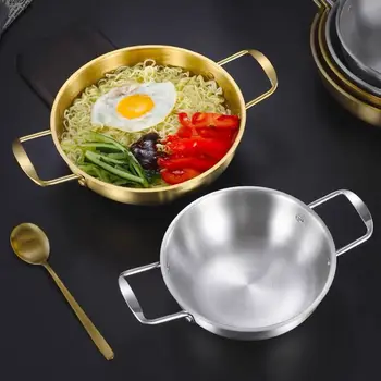 Корейская кастрюля для лапши Рамэн, Алюминиевая кастрюля для супа с крышкой, кастрюля для приготовления молочно-яичного супа, быстрый нагрев кухонной посуды