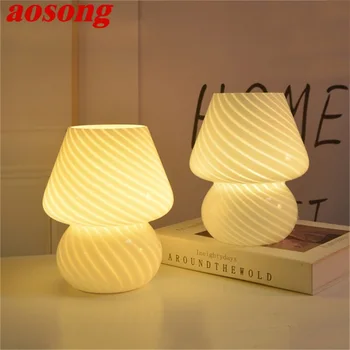 Креативная настольная лампа с диммером AOSONG, современная настольная лампа в виде гриба, светодиодная для украшения домашней спальни