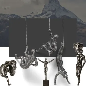 Креативные фигурки человека для скалолазания, 3D Уникальная фигурка Скалолаза из смолы, установленная на стене, Уникальная статуя ручной работы gass