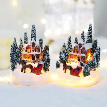 Креативный Светящийся Орнамент в виде замка, Рождественские украшения, Домики из смолы, Маленькие ночники, Рождественские Подарки для детей, Рождественский декор