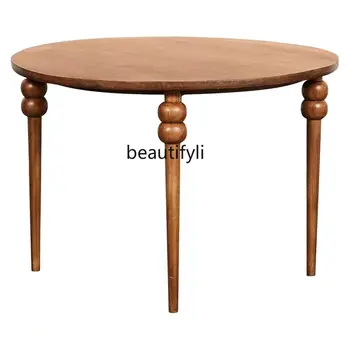 Круглый стол из массива дерева во французском ретро стиле, круглый стол в китайском стиле, стол для конференций в скандинавском стиле, Журнальный столик от дизайнера