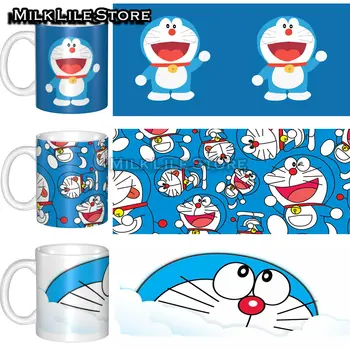 Кружка Doraemon с крышкой machine cat blue fat cute Mug Кофейная Кружка 330 мл Керамическая Чайная Чашка Офис Научно-Исследовательского Института Кофейная Кружка