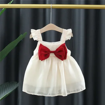 Летнее платье для маленьких девочек с милым бантом, элегантное платье принцессы для девочек на День рождения, детская одежда для младенцев 6 12 18 24 месяцев, Vestidos
