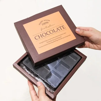 Маленькая коробка для шоколада, коробка для шоколада с 9 разделителями, подарочная упаковка из высококачественной переработанной бумаги, изготовленная на заказ, бумажная коробка с подносом