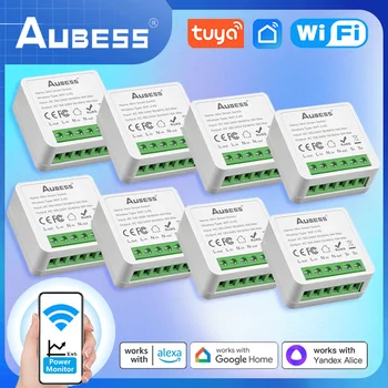 Мини-выключатель AUBESS 16A WiFi Smart Switch с двусторонним управлением, управление приложением Tuya Smart Life, поддержка Alexa Google Home Assistant Alice