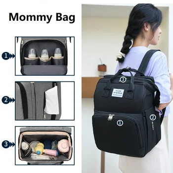Многофункциональная сумка для мамы с кроватью, Большая вместительная сумка для матери и ребенка, Модный женский рюкзак, подвесная сумка для коляски, сумка для подгузников