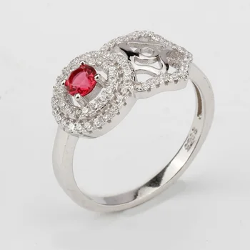 Модное кольцо из стерлингового серебра 925 пробы Трех цветов, Розовые цветы, Красный Кубический Циркон, кольцо для женщин, свадебные украшения