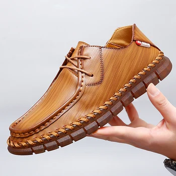 Модные кроссовки для мужчин 2023 Новая дышащая обувь для скейтбординга, повседневная мужская обувь из натуральной кожи, кроссовки ручной работы для мужчин