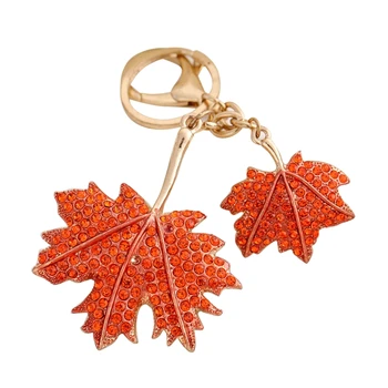 Модный горный хрусталь, двойные кленовые листья, брелок для ключей своими руками, металлический брелок для ключей