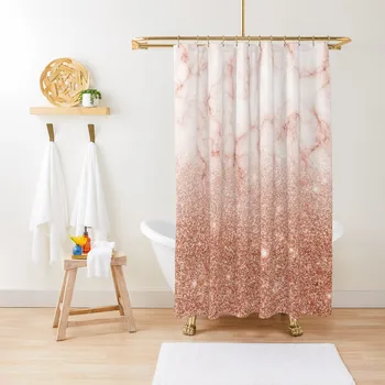 Модный Омбре из розового золота, блестящая мраморная занавеска для душа, занавеска для ванной, аниме Занавеска для душа