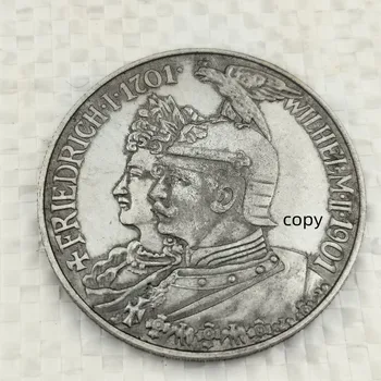 Монета к 200-летию Германии 1901-1921 годов, Игровая пара короля Пруссии и Гуин, Копия Храбрости для дома и украшения