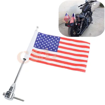 Мотоцикл, Алюминиевое Крепление сзади Сбоку, Багажная полка, Вертикальный Флагшток, американский Для Harley Touring Road King Glide & flht, Хром
