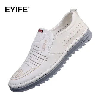 Мужская деловая обувь EYIFE, Лето 2023, Новые открытые нескользящие Удобные лоферы, Мужские офисные повседневные модельные туфли на открытом воздухе