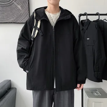 Мужская однотонная уличная одежда 2023, куртка и пальто в стиле хип-хоп харадзюку, мужское ветрозащитное пальто, мужская одежда