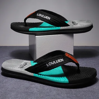 Мужская повседневная пляжная обувь, Летние разноцветные нескользящие тапочки на плоской подошве, удобные сандалии для ходьбы Chaussons De Plage