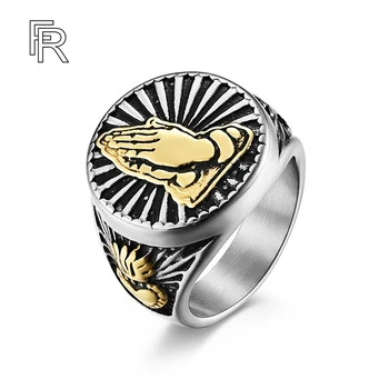 Мужские молитвенные руки mf doom ring кольцо из нержавеющей стали с титановым покрытием из 18-каратного золота молитвенное кольцо для рук