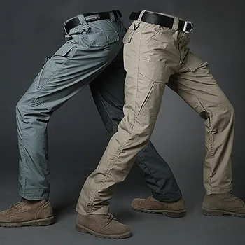 Мультикамерные Черные тактические брюки-карго американского спецназа, мужские водонепроницаемые повседневные военные армейские рабочие мужские комбинезоны, спортивные брюки