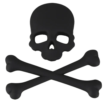 Наклейка с эмблемой мотоцикла и автомобиля Skull Bone 3d design черный