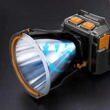 Наружная светодиодная фара С сильным светом, налобный фонарик, Бытовая фара для ночной рыбалки, кемпинг, USB-аккумулятор на большие расстояния