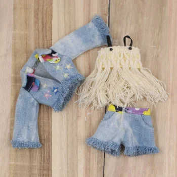 Наряды для куклы Блит Комплект одежды с кисточками и джинсовое пальто с брюками костюм для 1/6 azone BJD icy dbs