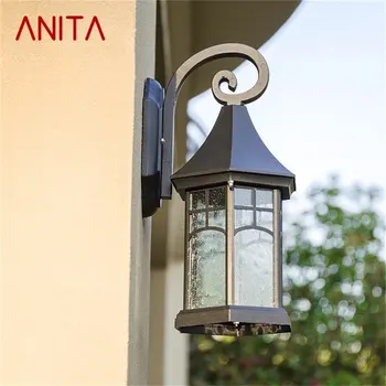 Настенные бра ANITA Outdoor в стиле ретро, светодиодная водонепроницаемая черная лампа IP65 для украшения крыльца дома