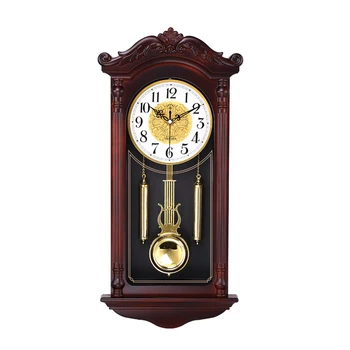 Настенные часы в стиле ретро для гостиной с бесшумным маятником, кварцевые часы из искусственного дерева, подарок Duvar Saati FZ693