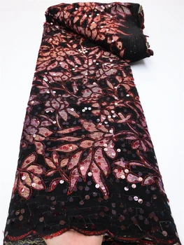 Новая Африканская Бархатная кружевная ткань с блестками, Нигерийские Свадебные кружевные ткани 2023, Высококачественное кружево, Французская кружевная ткань для вечернего платья