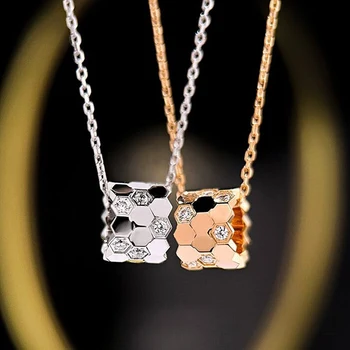 Новое ожерелье из шестиугольного серебра 925 пробы с подвеской в виде пчелиных сот, женское ожерелье, легкое, роскошное, модный бренд, ювелирные изделия премиум-класса