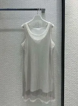 Новое платье из ткани с кристаллами. Дизайнерский вариант комплекта из двух предметов не подходит для людей с верхней частью тела, бумажных людей