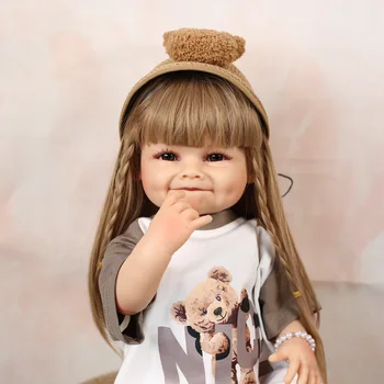 Новое поступление, 55 см, улыбающаяся кукла, полностью силиконовая кукла-Реборн, игрушки Bebe Reborn, подарки на день рождения для ребенка