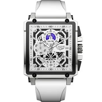 Новые мужские наручные часы LIGE, деловые аналоговые часы с хронографом для мужчин, спортивные светящиеся водонепроницаемые мужские часы с большим квадратным циферблатом.