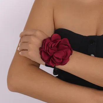 Новый браслет-талисман из богемной ткани с розой для женщин, модный летний браслет в стиле хип-хоп, широкий бархатный браслет, браслеты на запястье