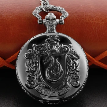 Новый значок Black Snake Garden Кварцевые Карманные часы Винтажный Модный Шарм Серебряная сумка Брелок Часы Ожерелье Подвеска с цепочкой Подарок