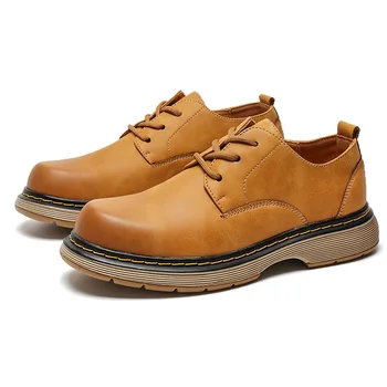Обувь из 100% натуральной кожи, мужская обувь, черно-коричневая мужская повседневная обувь, мужские броги из коровьей кожи KA4811