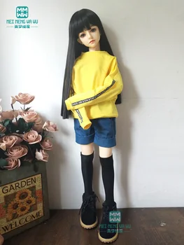 Одежда для куклы BJD подходит для куклы BJD SD длиной 58-60 см 1/3, желтая толстовка с капюшоном и джинсовые шорты