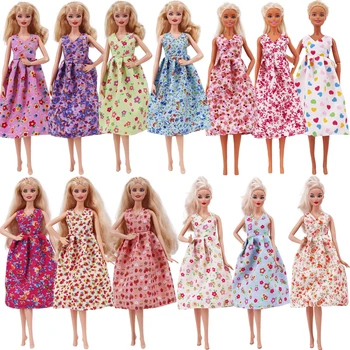 Одежда для Куклы Барби С Милым Принтом, Длинная Юбка Без Рукавов + Бесплатные Очки Для Куклы 11,8 